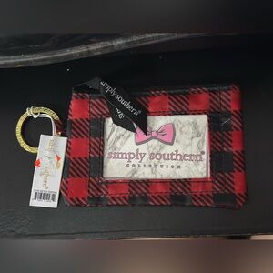 Simply Southern |  Red & Black Plaid Keychain Card Holder Wallet 🏷️ NWT | Unisex